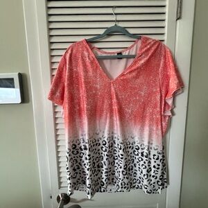 Women's Peach Leopard Print Top